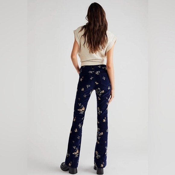 Free People Driftwood Floral Embroidered Velour Pants - Picture 11 of 11